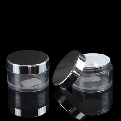 ขวดเปล่าครีมเครื่องสำอาง PETG ขนาด 30 มล. 50 มล. พร้อมฝาชุบด้วยไฟฟ้า